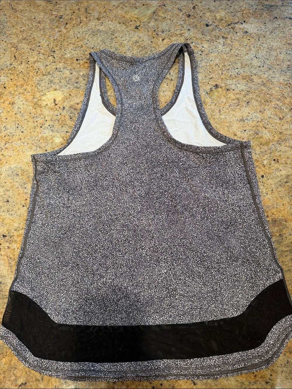 lululemon athletica Women's Speckled Gray Racerback Tank with Black Mesh Trim